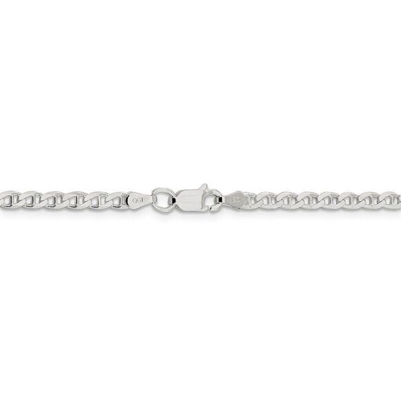 3.1mm Sterling Silver Solid Flat Cuban Anchor Chain Necklace, 24 Inch - Picture 3 of 7